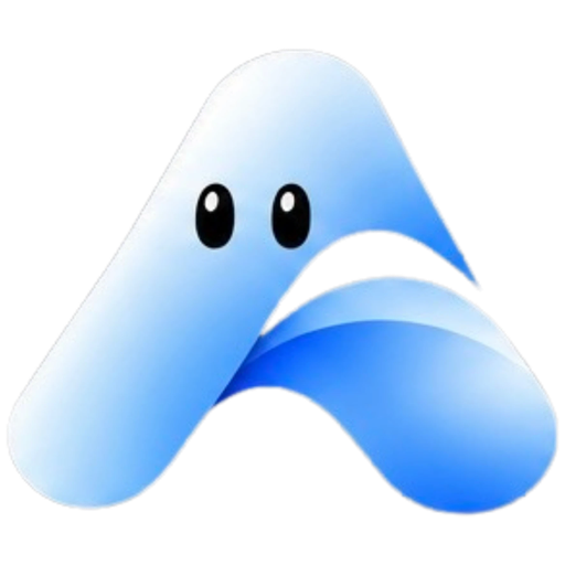 La mascotte Agendium, un A bleu au visage souriant